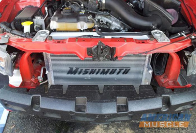 Installed Mustang Aftermarket Radiator